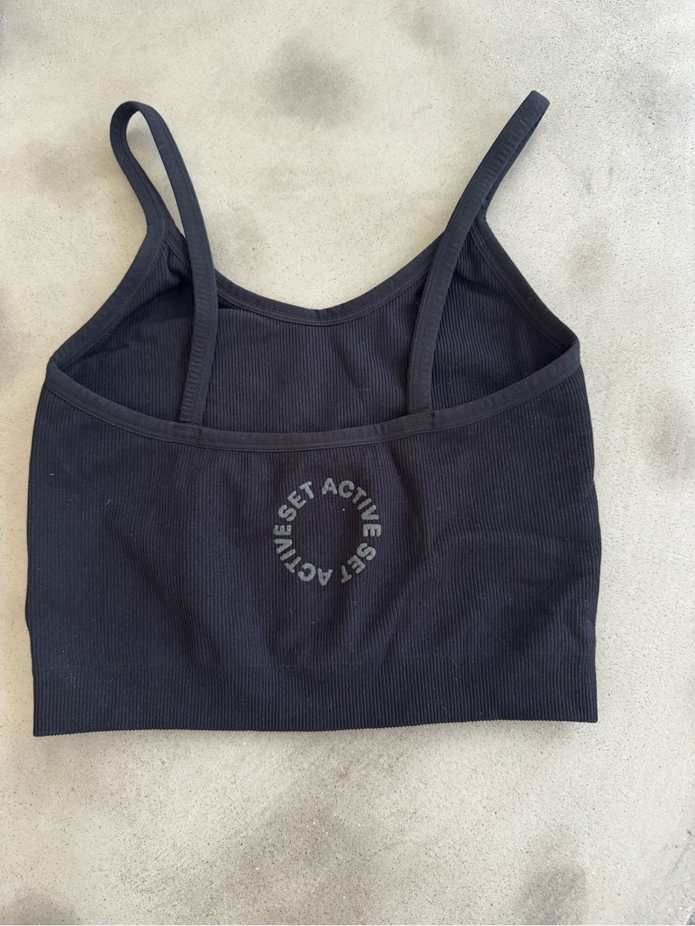 SET Active Black Ribbed Crop Tank Women’s Medium